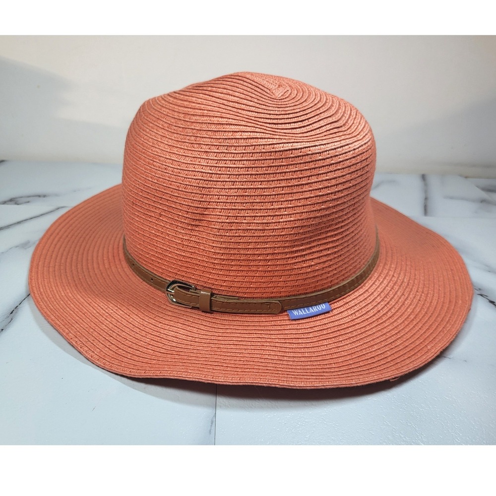 Wallaroo Hat Company Naples Coral Orange Sun Hat Wide Brim Fedora UPF 50+ Beach
